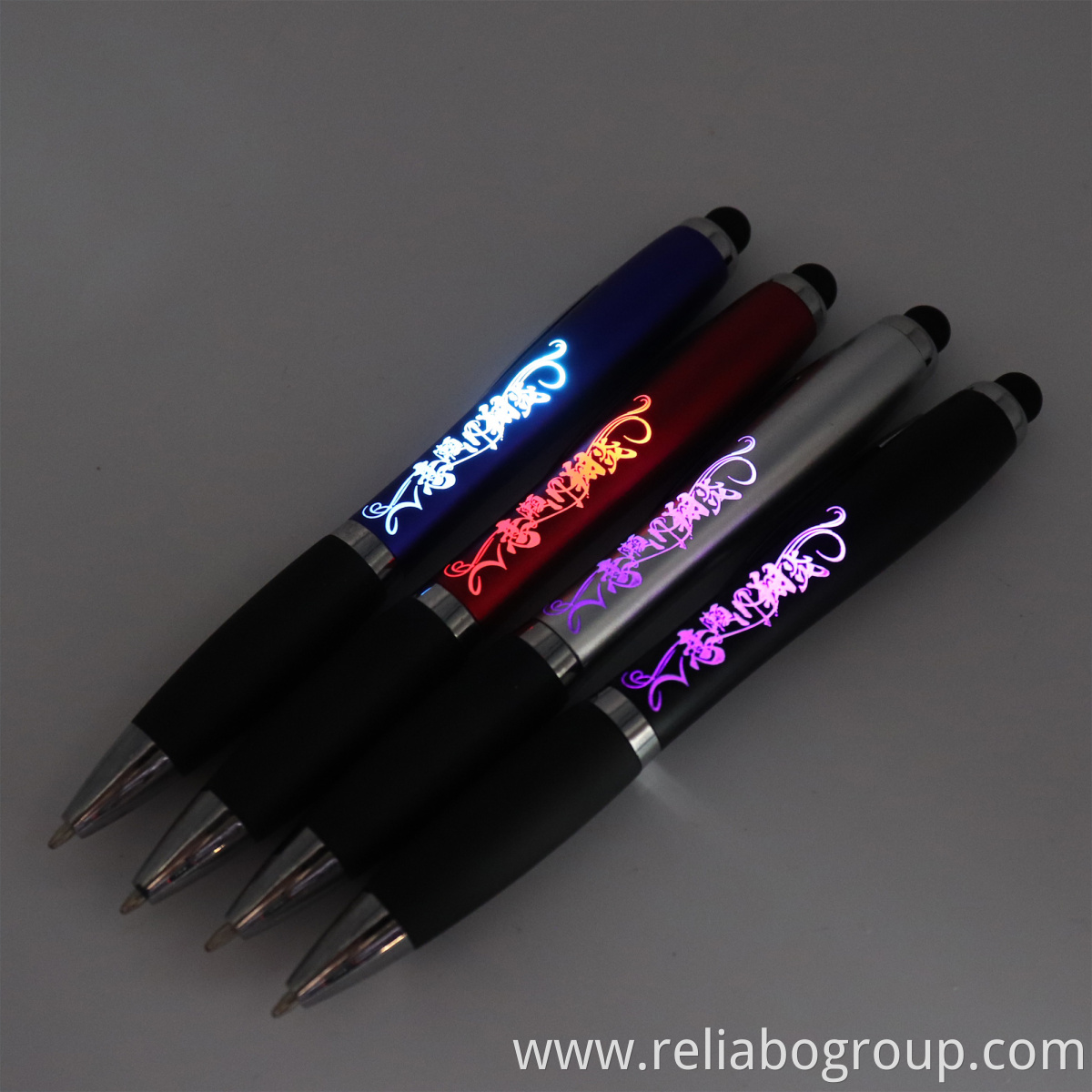 customized Led Laser Light up Ball ballpoint Pen with Rubber Grip-personalized ink light ball pens custom logo engraved